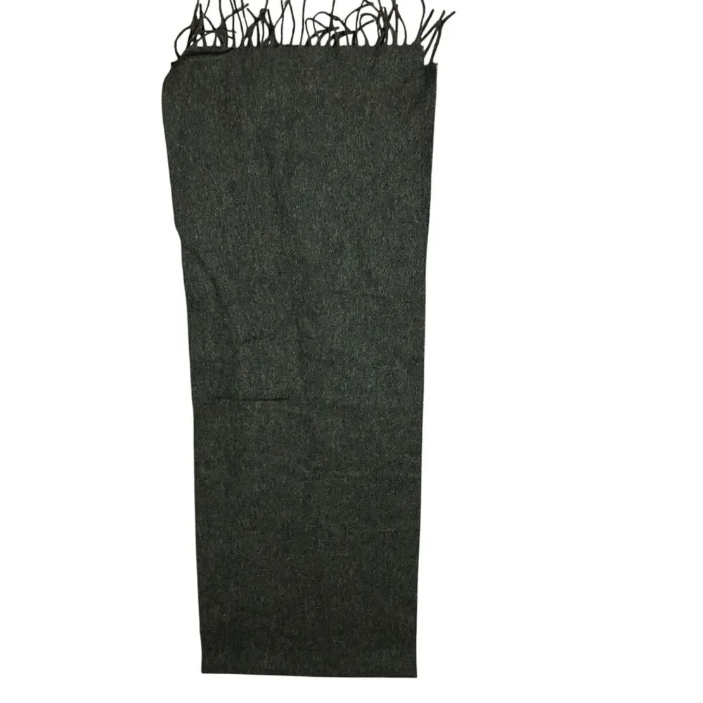 J Crew Moon Scarf Mens‎ Green Merino Wool Fringe Made England Tweed Luxury